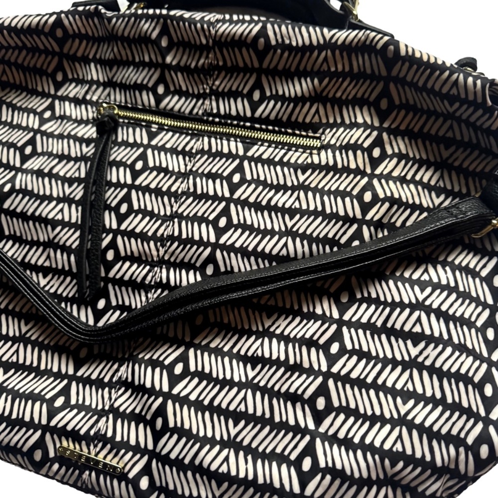 Steven Brand Black & White Herringbone Boho Tote Bag - Picture 2 of 9